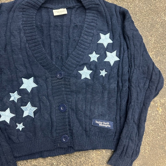 Taylor Swift Midnights Cardigan Cable Knit Button Up Blue Women’s Xs/sm Singer - Picture 3 of 7
